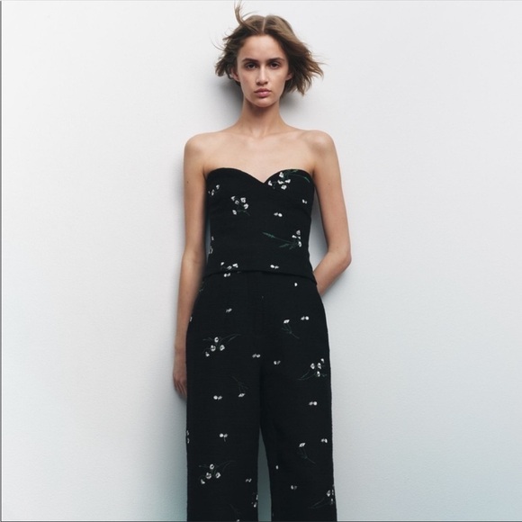 Zara Embroidered Textured Corset Floral Bustier - Picture 3 of 11